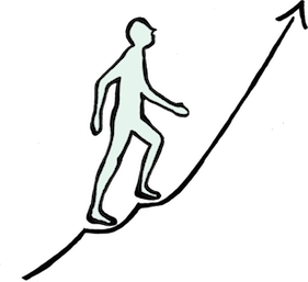 Illustratie man pijl omhoog